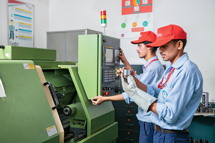 The CNC machine donated by TMF is a major attraction for students at ITI Ingraham, as no other institute has been able to provide it in the nearby locality.