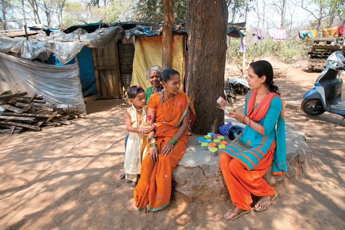 Mothers are made aware on using locally available grains and food items that are high in nutrition.