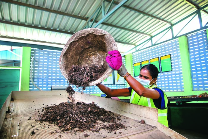 Food waste becomes organic manure at the solid waste mangement centre in Avadi,Chennai