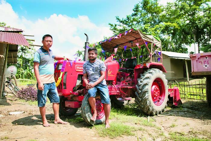 The Custom Hiring Centre at Purabangla village is managed by Haris Ali (seated) and Shankar Rai.It serves three villages in the area