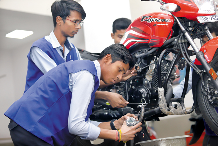 Youth are supported with vocational training in two-wheeler repair