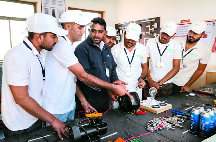 Young ones being trained in electrician repair course at ICICI RSETI, Jodhpur