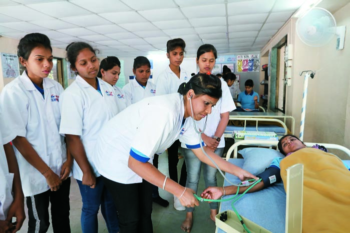 Nursing is a preferred skill and taught at the JSW Skills School in Vasind