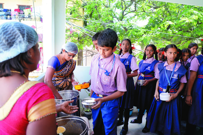 Children relish the mid-day meal;