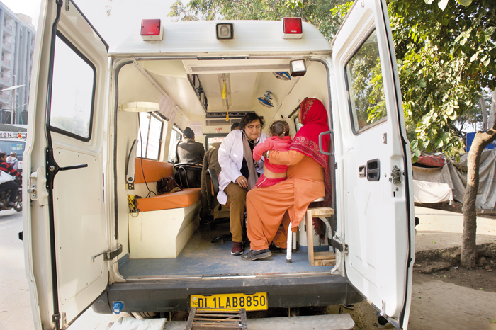 Mobile health vans go to all clusters where sanitation and hygiene are at risk, and there are regular health check-ups